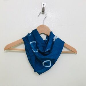 Japanese Shibori Tie Dye Silk Scarf Bandana - Indigo Blue (Handmade)